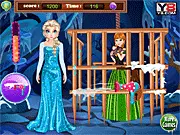 Elsa Saves Anna rescue game screenshot, Elsa freeing Anna from a prison, time-limited adventure online, free hero mission game