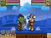 Screenshot of the online game Fuzzy Gram showing the three choice buttons: Attack, Defend, and Heal, used in the rock-paper-scissors twist mechanic