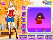 Play Super Girl Dress Up free online, a hero creation game where players design their own female superhero costume with capes, masks, and accessories on PlayArcadeHub.