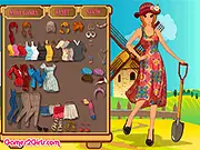 Pretty Farm Girl Dressup game screen showing Jessica dressed in farm-style attire, play free dress up game online