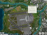 Gameplay screenshot of Airport Madness World Edition showing a radar screen with multiple airplanes and runways at a busy airport