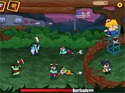 Zombuddies free online zombie apocalypse game screenshot of Bubba and Cletus with a crossbow on PlayArcadeHub