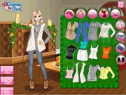 Screenshot of the Cozy Thanksgiving dress-up game, showing a female character named Emily ready to be styled for a family dinner