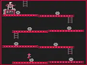 Donkey Punk free online action platformer game screenshot showing the hero chasing the nefarious GitBot who stole Mr. Ray's wondrous machine.