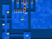 Monster Bark free online maze puzzle game screenshot showing the cute monster character standing next to a movable block inside a brick dungeon.