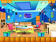 Escape From Blue Livingroom free online puzzle game, find clues, solve combinations, point and click escape