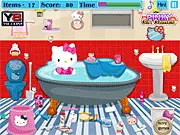Hello Kitty Bathroom Cleanup free online game helping Hello Kitty clean the bathroom