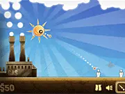 Evil Sun Defender free tower defense game, the sun firing weapons at enemies, online strategy game