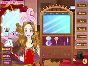 The Magician's Assistant free online dress up game screenshot showing a girl in a colorful, mystical stage costume.
