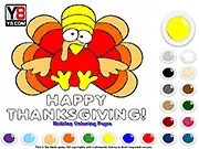 Happy Thanksgiving Coloring free online game featuring a turkey on PlayArcadeHub