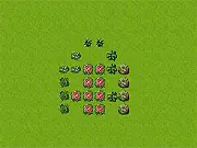 Gameplay screenshot of Garden Trim showing a grid filled with colorful flowers and green bushes being combined to form a score bonus