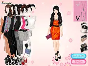 Wear Very Fashionable free online dress up game screenshot showing a girl wearing a stylish brown skirt and a colorful blouse on PlayArcadeHub.