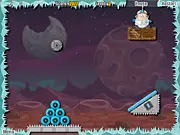 Gameplay screenshot of Spaceman Max 2, showing the astronaut falling down the volcano with obstacles that need to be cleared