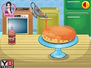 Anna's Cheesecake Cooking online free game featuring the animated character Anna in the kitchen preparing ingredients for a cheesecake