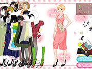 Screenshot from Spring Boundless Fashion game showing a stylish girl model wearing a flowing, colorful chiffon shirt and a spring-themed outfit