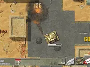 Gameplay screenshot of Panzer Ops, showing a powerful combat tank shooting an enemy on a military map