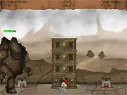 Gameplay screenshot of Attack From Prague, a free online survival shooter against a Golem army on PlayArcadeHub.