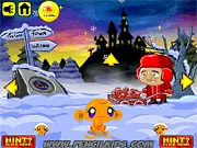 Monkey GO Happy Thanksgiving game screenshot, showing a sad monkey and a scene with a cabin and a few puzzle elements