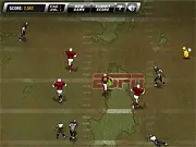 Return Man 2: Mud Bowl free online American football game screen showing a player running with the ball on a muddy field, dodging several defenders.