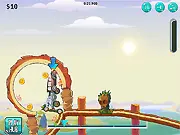 Gameplay screenshot of Nitro Maniacs, a free online racing game showing a car hitting a loop while using a nitro boost.