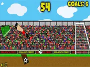 Goalmouth Frenzy free soccer shooting game online. Player attempting to score goals against a ticking clock.