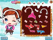 The two adorable siblings from The Happy Family 3 wearing warm, cute winter clothes in the snow