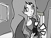 Alula Falling #1 game art featuring a high school student looking at a glowing phone app