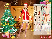 A character dressed in a dazzling, sparkling gold dress for the Golden Christmas dress up party game