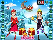 Ice Sisters Help Santa free online Christmas game. The Ice Queen and Princess preparing to help the Gift Giver.