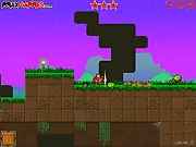 Character using the Absorption Cannon to solve a dimensional physics puzzle in the free online game Absorbed Flash.