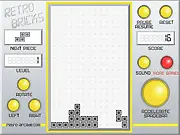 Retro Bricks free game screenshot, colorful falling blocks (Tetris shapes) filling a pixelated game board