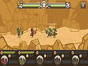 The Dark World free online game screenshot, 2D heroes positioned strategically on a simple dark-themed battle map