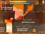 Dream Skull free platformer game online. Character using a flamethrower to destroy enemies while jumping on platforms.