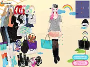 Various Colored Hair free dress-up game online. Styling a character with multi-colored hair and accessories.