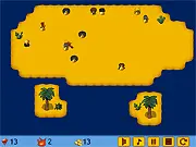 Blazing Haystack free online game screenshot, showing haystacks on fire with a limited click counter