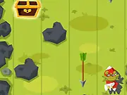 Goblin Rocket Rider game showing a green goblin riding a missile and shooting at enemies in a 2D side-scrolling environment