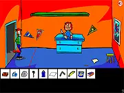 Cody Halloween adventure game screenshot, character Cody Jones exploring a dark, haunted house interior