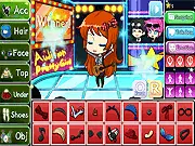 Screenshot of Audition Pretty Girl dress up game, showing a girl model in a glamorous outfit, ready for her audition, free online fashion game.