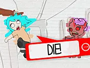 Dead Detention 2: Anime Club game screenshot showing Max, Naomi, and Sam facing a zombie in a school hallway