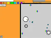 Spectrum Side free online game, geometric shooter with a heptagon and rainbow projectiles