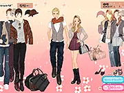 Romantic Valentine's Day dress-up game showing a girl in a beautiful red outfit