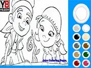 Jake and the Neverland Pirates Coloring free online game. Disney Jr. characters Jake and Izzy coloring activity on PlayArcadeHub.