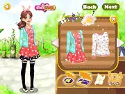 Flower Petals Fashion dress up game screenshot, Kim and Luna trying on floral patterned clothes online