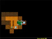 Screenshot of the Killer Driller Alpha strategy game showing a tank and soldiers moving on a grid map searching for hidden enemies
