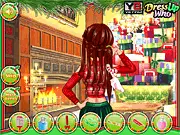 Special Christmas Hairstyles game online free, girl getting her hair styled for the holiday