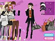Beautiful Streaks Dress Up online game screenshot, character wearing quiet striped clothing and a textured vest, free fashion game