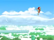 Stunt Dive online game screenshot showing a diver performing a trick mid-air above the water. Play free online diving stunt game.