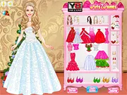 Magical Princess Christmas dress up game featuring Princess Barbie in a sparkling red holiday gown. Play free online Christmas fashion game.