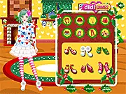 Play the 'Celebrate Christmas' dress-up game free online, showing a character styled in a festive red and white holiday outfit.