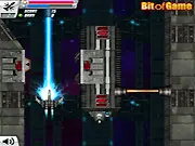 Super Jetfighter Blast online game screenshot showing a jetfighter shooting enemies in a vertical shoot'em up game. Play free shmup arcade game.